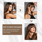 BOGSEA Clip in Bangs 100% Human Hair Bangs with Temples Bangs Hairpieces for Women Clip in Fake Bangs for Daily Wear (Natural Black, French Bangs)