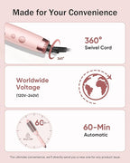 Thermal Brush for Blowout Look, 360° Airflow Heated Round Brush with 2× Negative Ions Release for Less Frizzy, 1.5 Inch Dual Voltage Heated Curling Brush for Travel, Dual PTC Technology, Pink