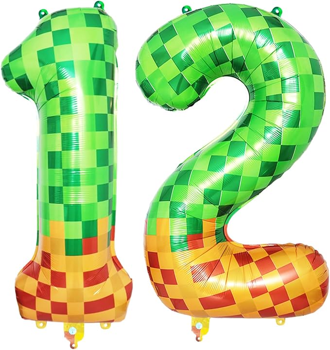40 Inch Pixel Foil Number 12 Balloon by TNCDJKPA
