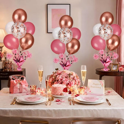 4 Set Rose Gold Balloon Centerpieces - Image 8