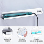Hair Iron Holder Wall Mounted Curling Iron Holder Metal Hair Tool Organizer for Curling Wands Accessories Adhesive Hair Dryer Holder Straighteners Holder for Bathroom Barber Shops Vanity (Sliver)