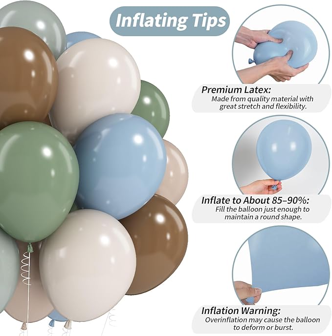 Sage Green Blue Brown Balloons - Image 5