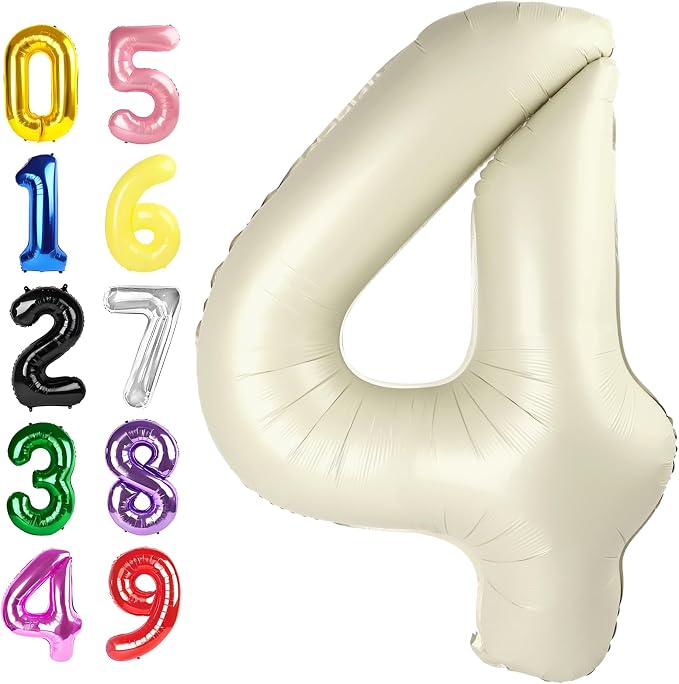 3 Number Balloons Cream 40 Inch Foil Balloon by Argthjy