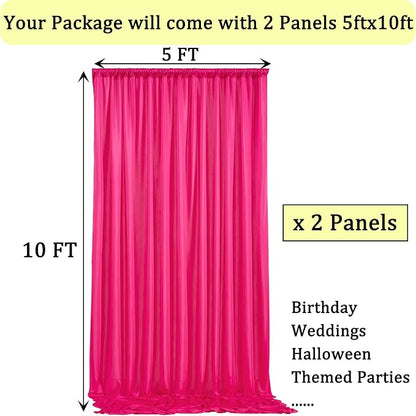 10ft x 10ft Wrinkle Free Hot Pink Backdrop Curtains - Image 6
