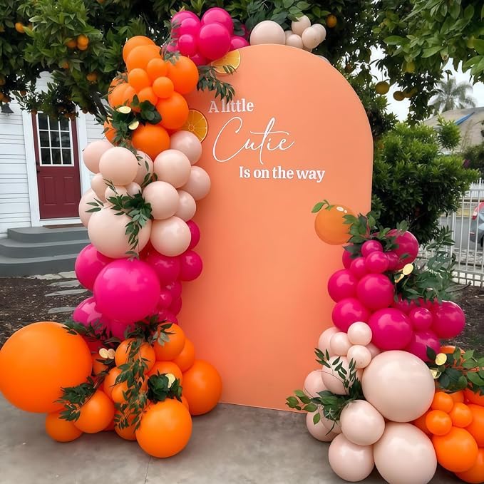 Pink and Orange Balloon Arch Kit, Hot Pink Orange Peach Garland Balloon - Image 3
