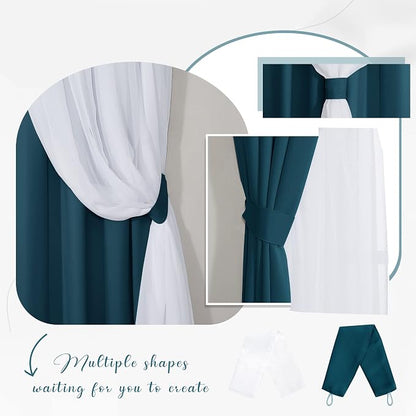 PONY DANCE 2 Layers Curtains Set, Ink Blue, 2 Panels | Room Darkening Mix & - Image 3