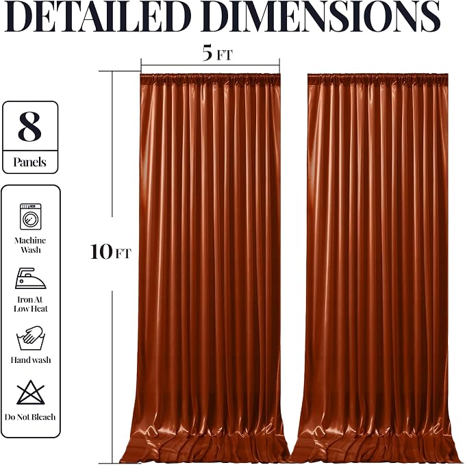 40x10ft Terracotta Glitter Backdrop Curtain - Image 9