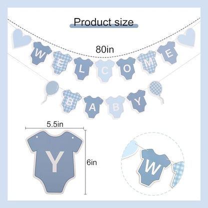 Blue Gingham Baby Shower Banner - Image 2