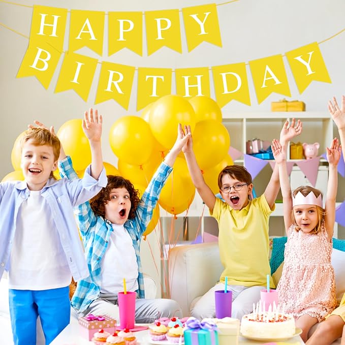 Yellow Happy Birthday Banner Sign - Image 5