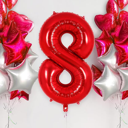 Red Number 8 Balloon 40 Inch, Big Large Foil Helium Number Balloons, Jumbo - Image 2