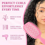 Curl Defining Brush, Vented Curly Hair Brush for Effortlessly Detangling Shaping and Styling, Candy Brush for Wet or Dry Hair Types for Women and Girl, Defining with Side Gear, Reduces Frizz (Pink)
