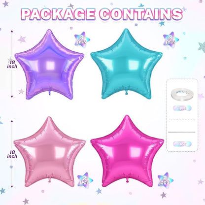 Purple Blue Star Balloons, 18 Inches Pink Purple Star Balloon - Image 2