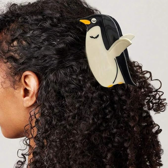 Penguin Hair Clips Winter Hair Claw Clips Cute Strong Hold Penguin Hair Claw Non-slip Animal Jaw Clip White Black Hair Barrettes Christmas Holiday Winter Hair Accessories for Women Hair Decoration