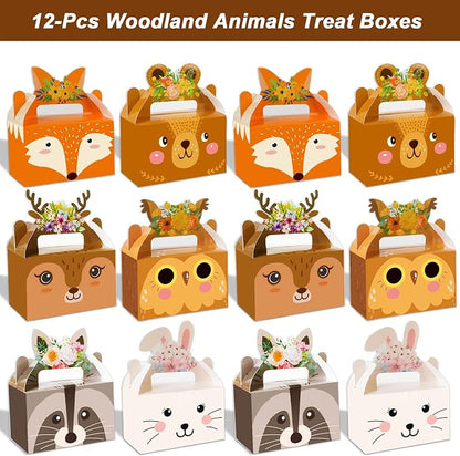 Tevxj 24 Pieces Woodland Animals Party Favors Boxes Woodland Treat Bags - Image 2