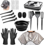 19 Pcs Professional Hair Bleach Kit Hair Coloring Products with Hair Dye Brush, Hair Color Bowl, Hairclips, Applicator, Earmuffs for Hair Highlighting and Hair Coloring at Home