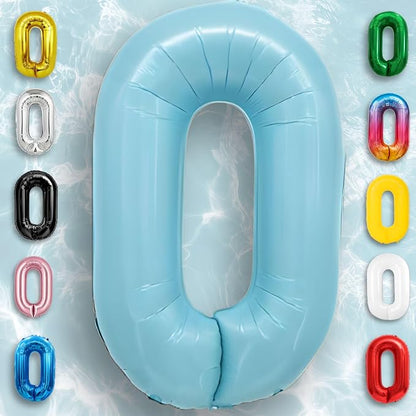 Candy Blue Number Balloon 0 Mylar Foil Balloons 16 Inch - Image 4