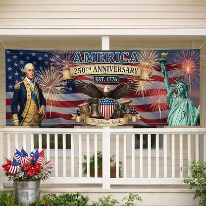 Personalized 250 Years of Freedom USA Banner 1776-2026, Patriotic American - Image 2