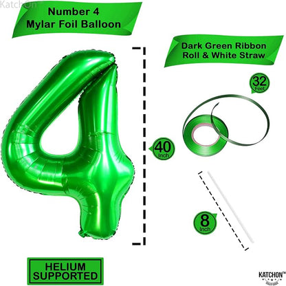 KatchOn Dark Green Number 4 Balloons - Image 2