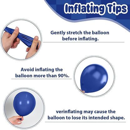 Paready Blue Silver Balloons Set, 12 Inch Confetti Silver Pearl Dark Blue Latex - Image 8