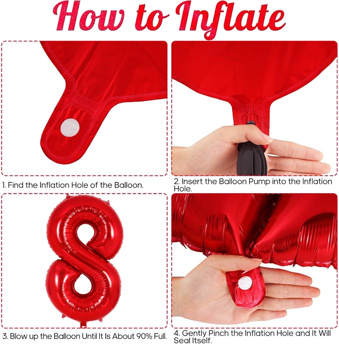 Red Number 8 Balloon 40 Inch, Big Large Foil Helium Number Balloons, Jumbo - Image 7