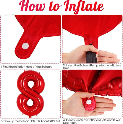 Red Number 8 Balloon 40 Inch, Big Large Foil Helium Number Balloons, Jumbo - Image 7