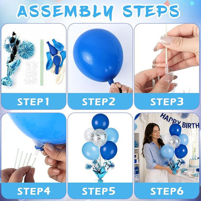 4 Set Blue White Balloon Centerpieces - Image 4