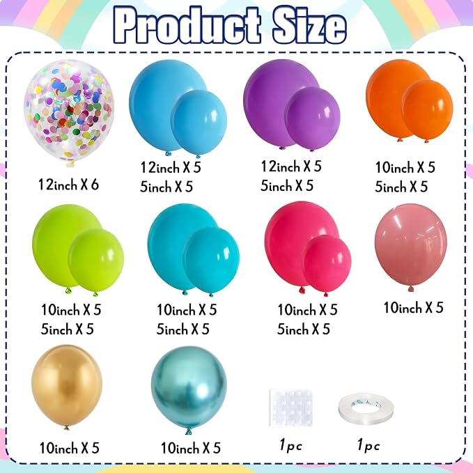 Multicolor Summer Balloon Arch Kit, Colorful Neon Balloons - Image 2