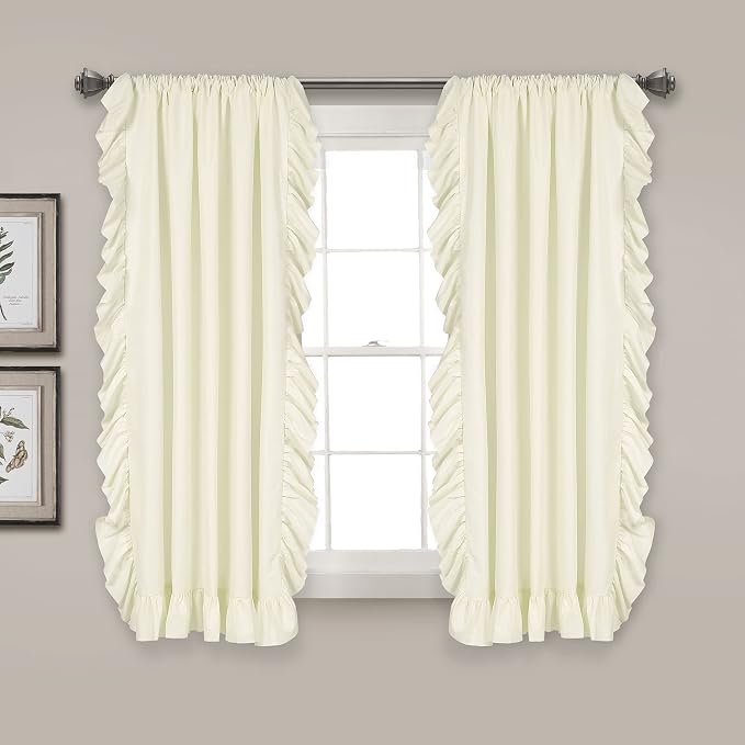 Lush Decor Reyna Ruffle Window Curtain Panel Set, Ivory by LushDecor