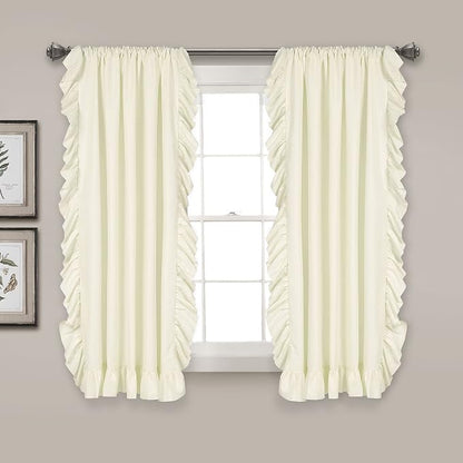 Lush Decor Reyna Ruffle Window Curtain Panel Set, Ivory by LushDecor