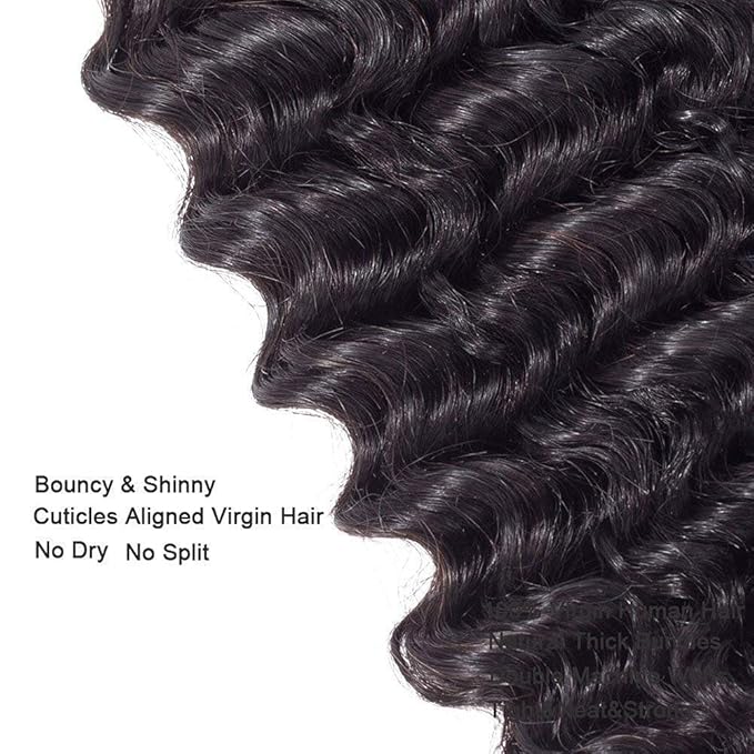 Deep Wave Human Hair Bundles Color 1B Loose Deep Wave Bundles 14 16 18 Inch Niegmeag Hair Brazilian Unprocessed Virgin Remy Hair Extensions 100g/Pc