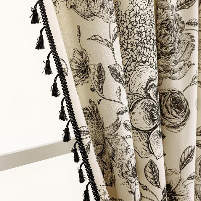 F-CHU Floral Printed Curtains Curtains Living Room Drapes 72 Inch Length Cotton by F-CHU