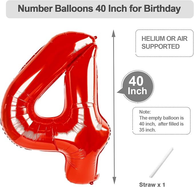 Number Balloons 40 Inch Red 3 Balloon - Image 5