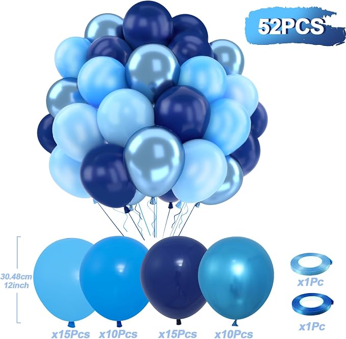 Patimate Blue Balloons Set, Pastel Light Blue Latex Balloons Kit - Image 4