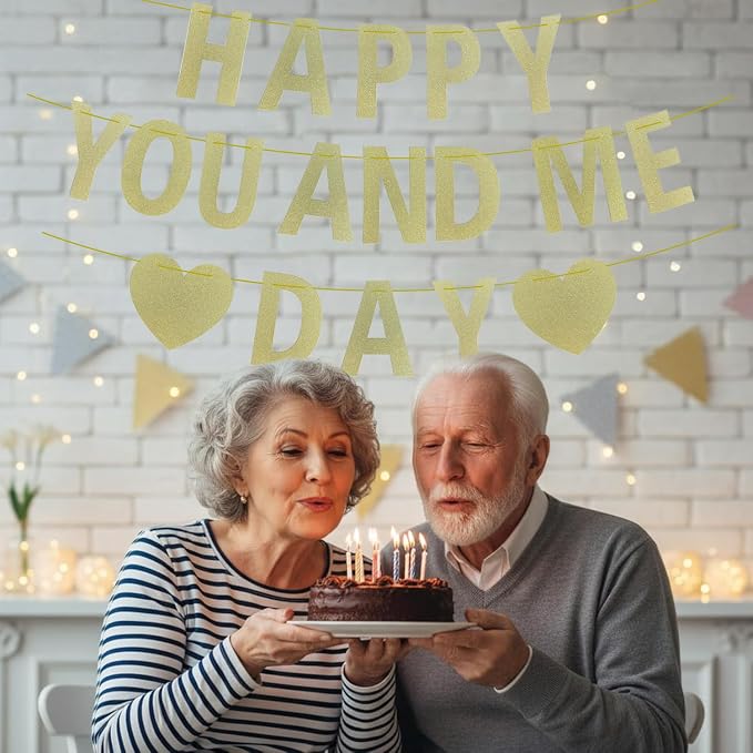 Yancan Gold Glitter Happy Anniversary Banner Wedding Engagement Valentine Day - Image 4