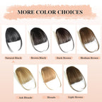 NAYOO Bangs Hair Clip in Bangs 100% Real Human Hair Extensions Natural Black Wispy Bangs Clip on Air Bangs for Women Fringe with Temples Hairpieces Curved Bangs for Daily Wear