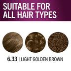 Schwarzkopf Keratin Permanent Hair Dye Cream, 6.33 Light Gold Brown, Professional Quality Color for Up to 100% Gray Coverage, Bond Enforcing System