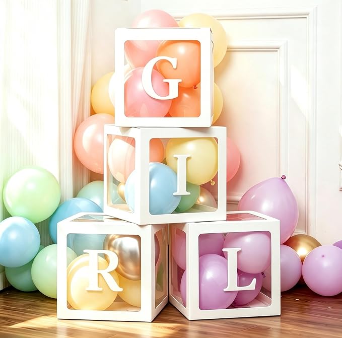 White Transparent Balloon Boxes, Balloon Box Blocks Backdrop - Image 7