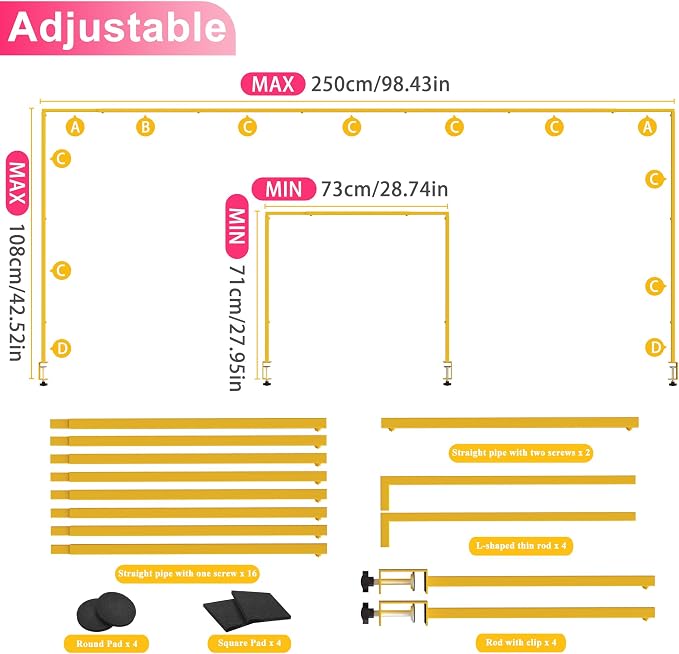 Over Table Rod Stand with Clamp 2 Pack Gold Table Arch Banner Stand | - Image 2