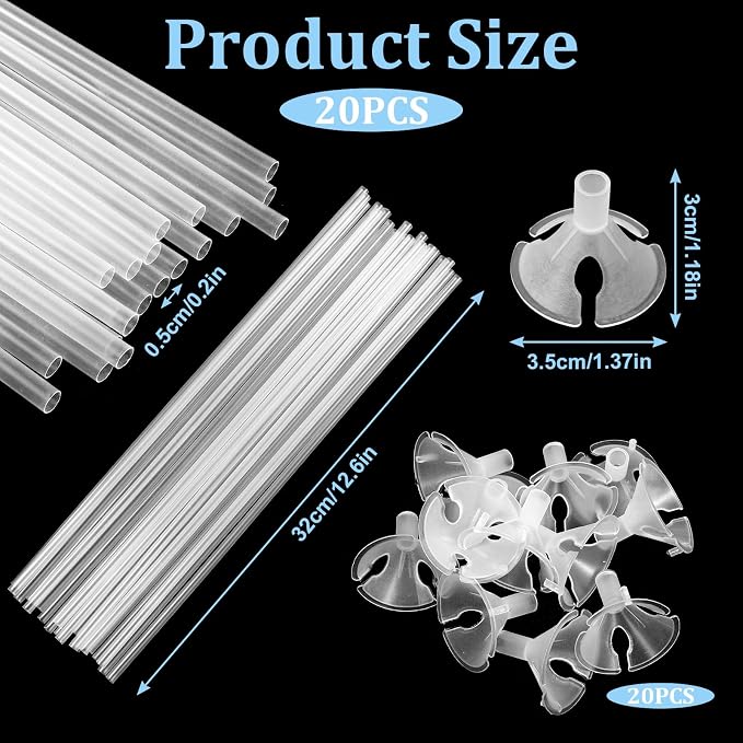20 Pcs Balloon Sticks Sets, Plastic Balloon Sticks Holders And Cups, Balloons - Image 2