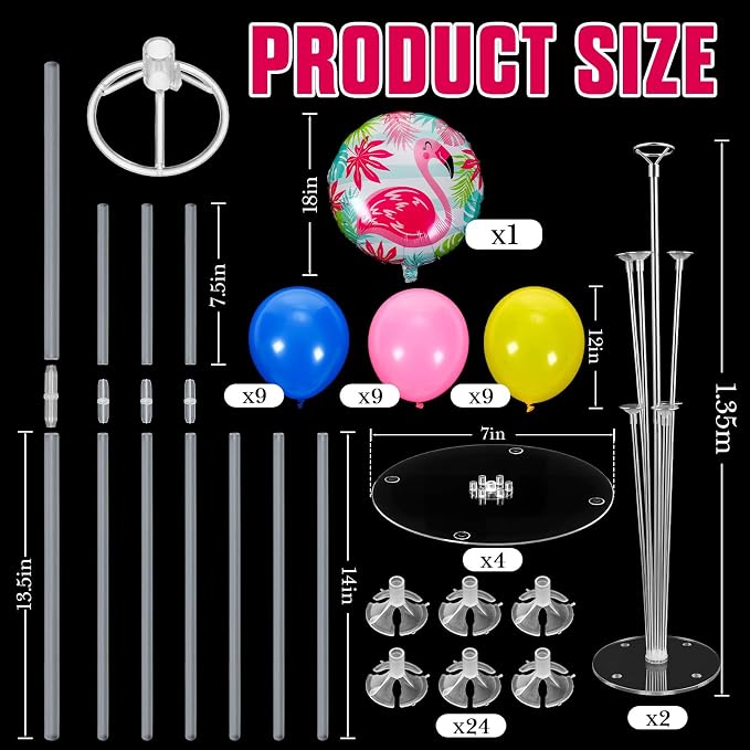 Gejoy 62" 2 Sets Flamingos Balloons Tower Stand Kit, and 2 Flamingos Balloon - Image 2