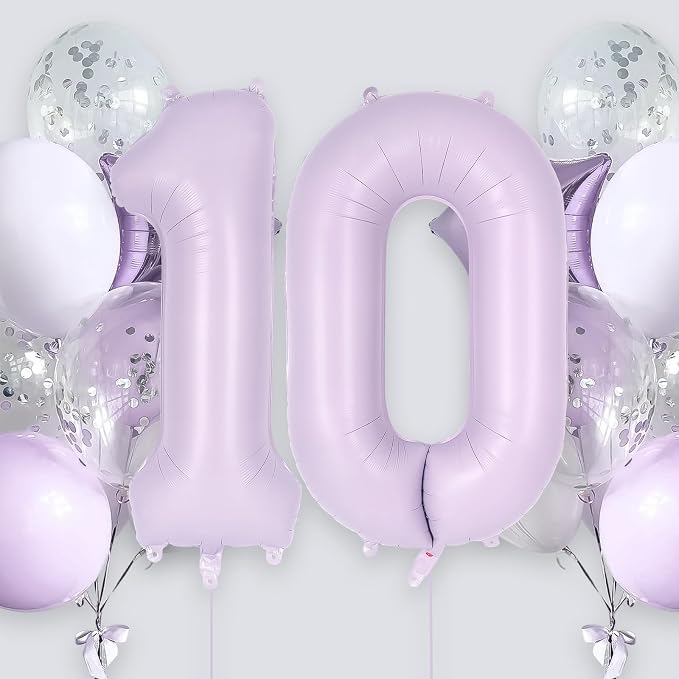 Light Purple Number 0 Balloon, 40 Inch Big Large Foil Helium Number Balloons - Image 2