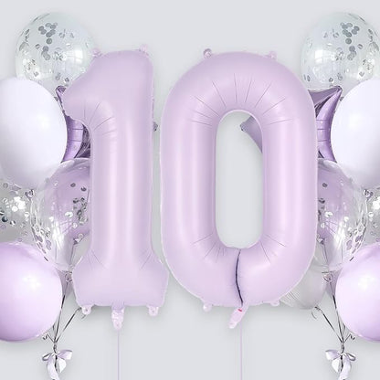 Light Purple Number 0 Balloon, 40 Inch Big Large Foil Helium Number Balloons - Image 2