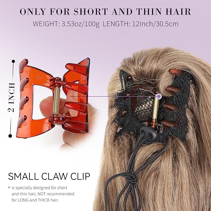Claw Clip Ponytail Extension - 12 Inch Curly Ponytail Extension, Wavy Pony Tails Hair Extensions, Synthetic Hair Extensions Ponytail, Clip On Ponytails for Women (Dark Ash Blonde With Golden Ends)