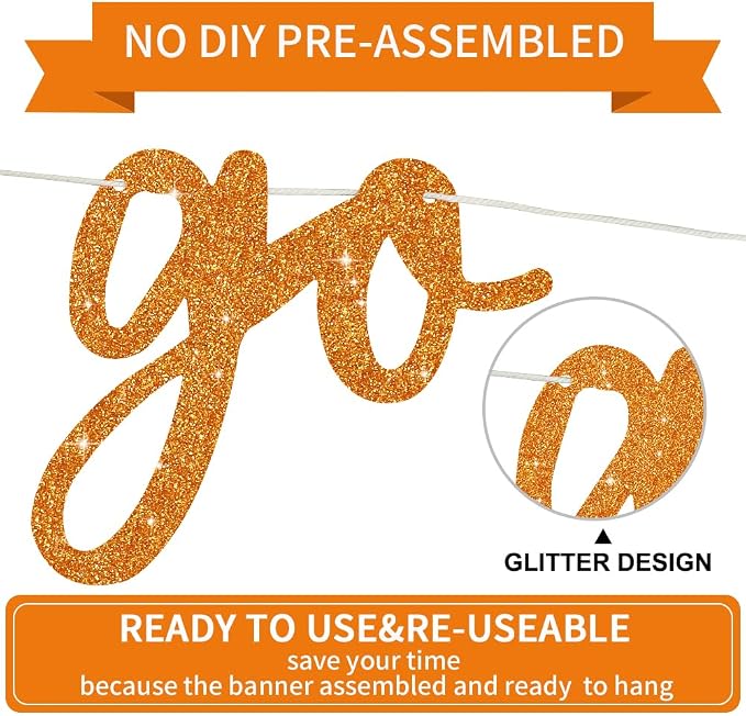 BEISHIDA Orange Pre-Strung Go Shawty It's Your Birthday Banner Decor | Glitter - Image 3