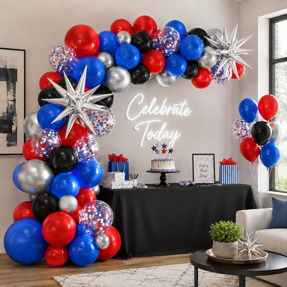 Red Blue Balloons for Patriotic Party Decor | 12 Inch Red Blue Silver Balloons - Image 9
