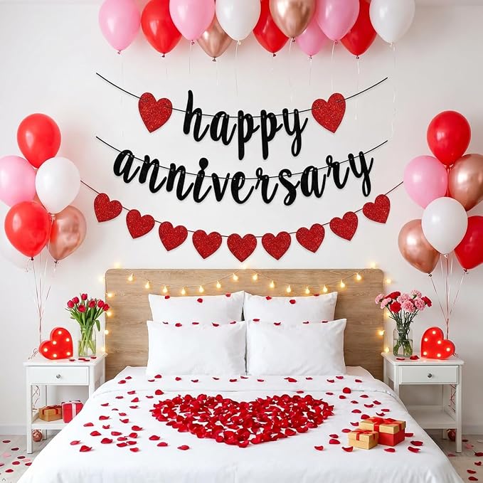 Happy Anniversary Banner, Glitter Paper and Cardstock, 6 ft Banner - Image 3