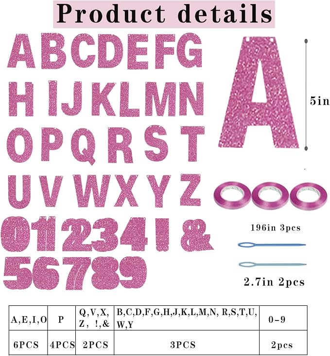 116 Pcs DIY Glitter Customizable Banner Kit Custom Banner Including 111 Letters - Image 2