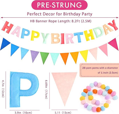 CANREVEL 3 PCS Pre-Strung 3D Happy Birthday Banner Decorations, Pastel | - Image 3