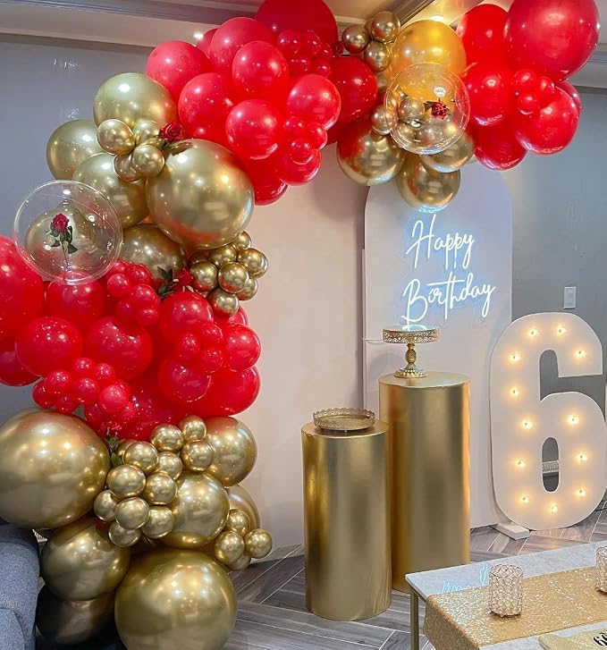 Red and Gold Balloon Arch Kit, ADOINBY 140Pcs Gold Balloon Red Balloon Confetti - Image 4
