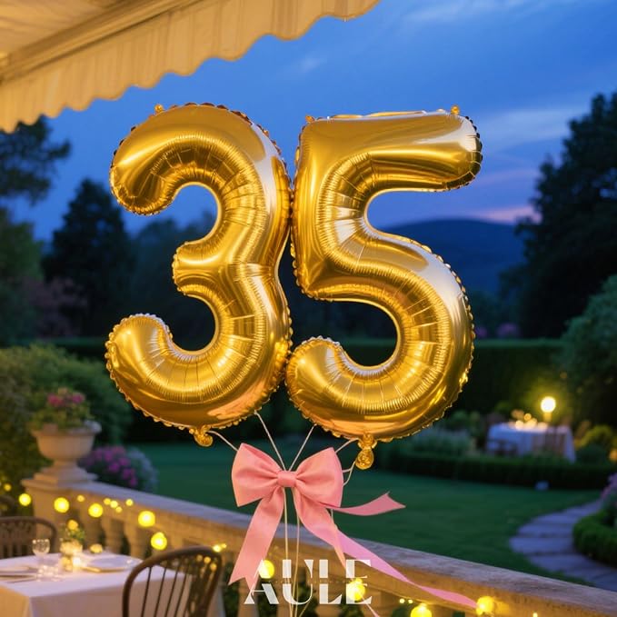 AULE 40 Inch Gold 35 Balloon Number Foil 0-9 Birthday Big Numbers | Birthday - Image 4